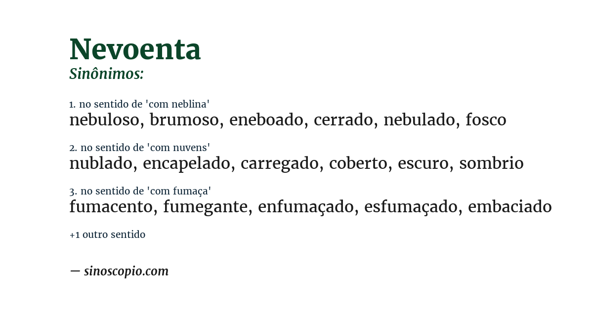 Sinônimo de nevoenta