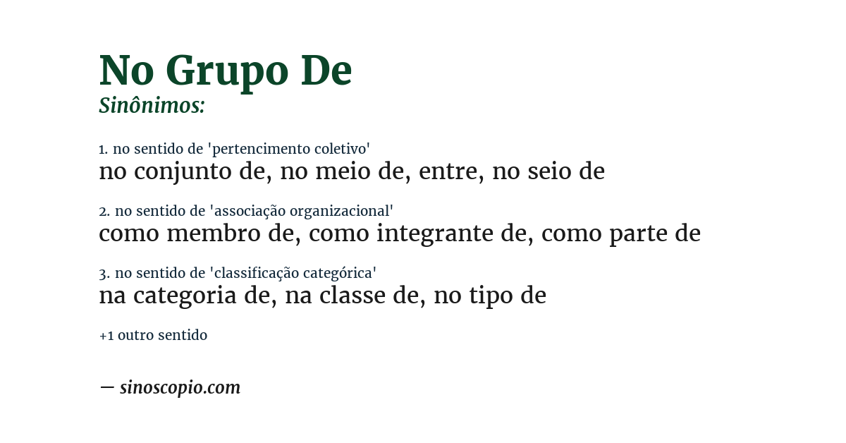 Sinônimo de no grupo de