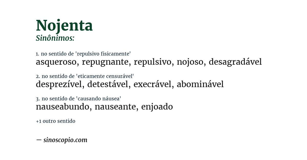 Sinônimo de nojenta