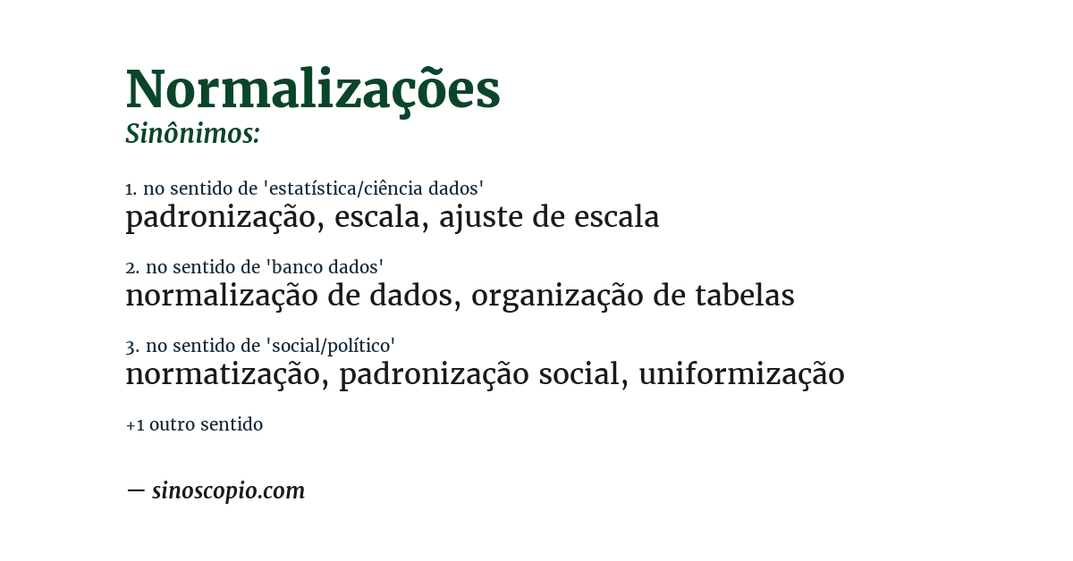 Sinônimo de normalizações