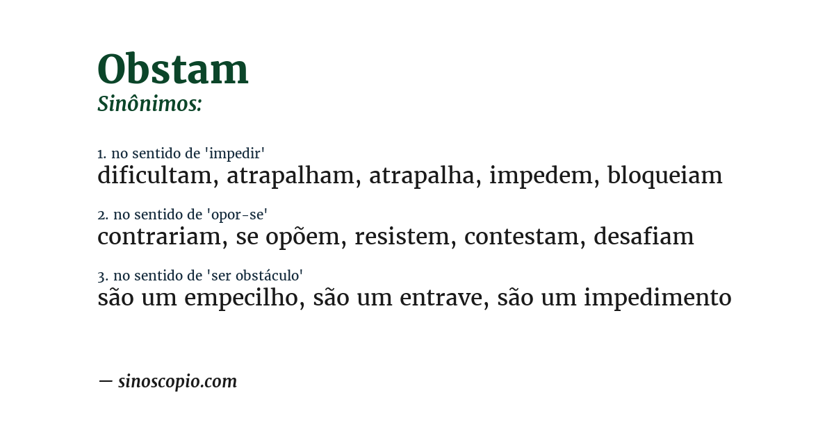 Sinônimo de obstam