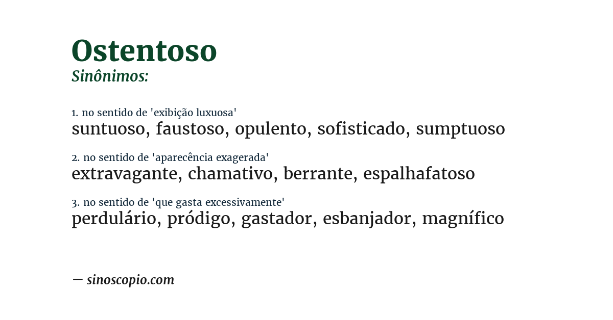 Sinônimo de ostentoso