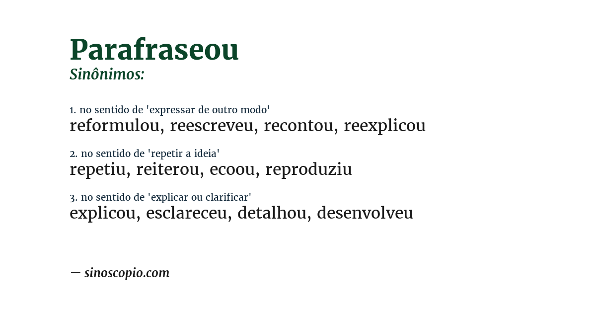 Sinônimo de parafraseou