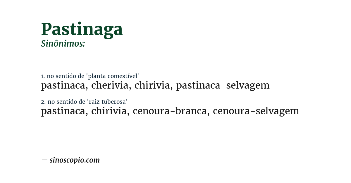 Sinônimo de pastinaga