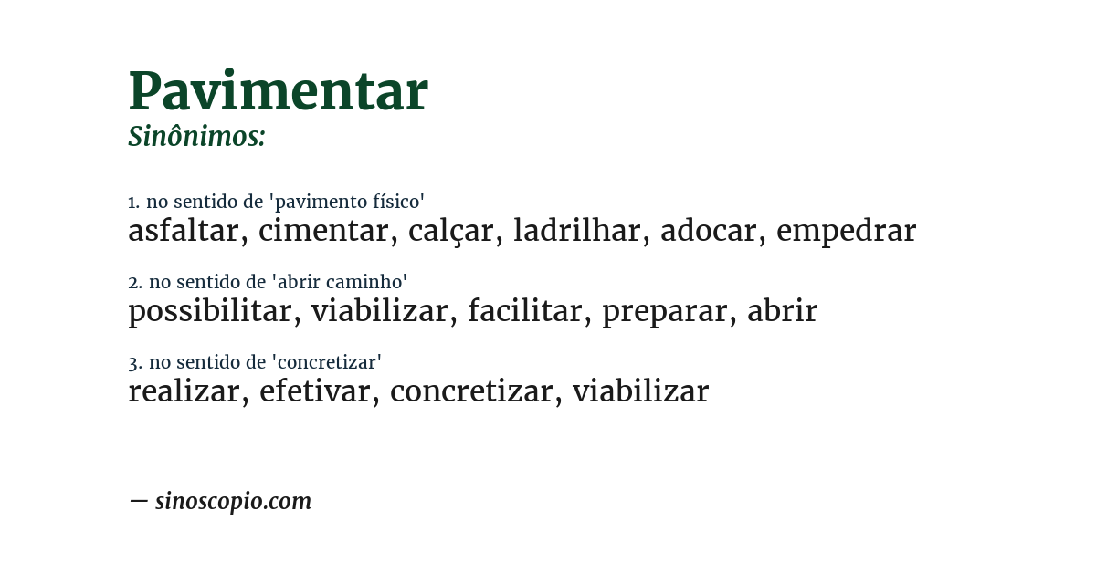 Sinônimo de pavimentar