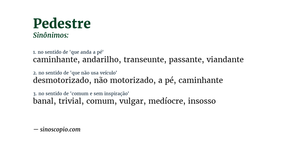 Sinônimo de pedestre