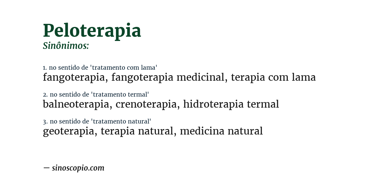 Sinônimo de peloterapia
