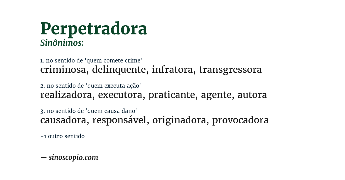Sinônimo de perpetradora