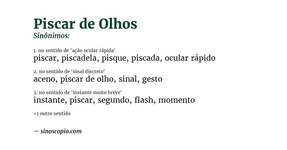Sinônimo de piscar de olhos
