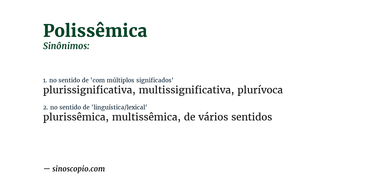 Sinônimo de polissêmica