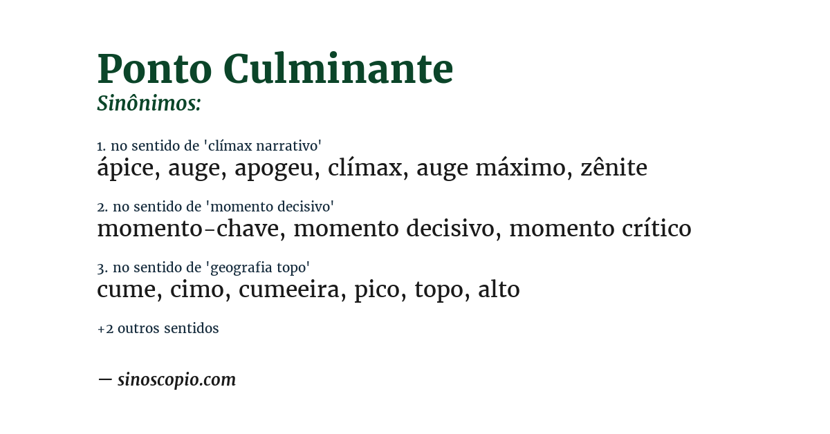 Sinônimo de ponto culminante