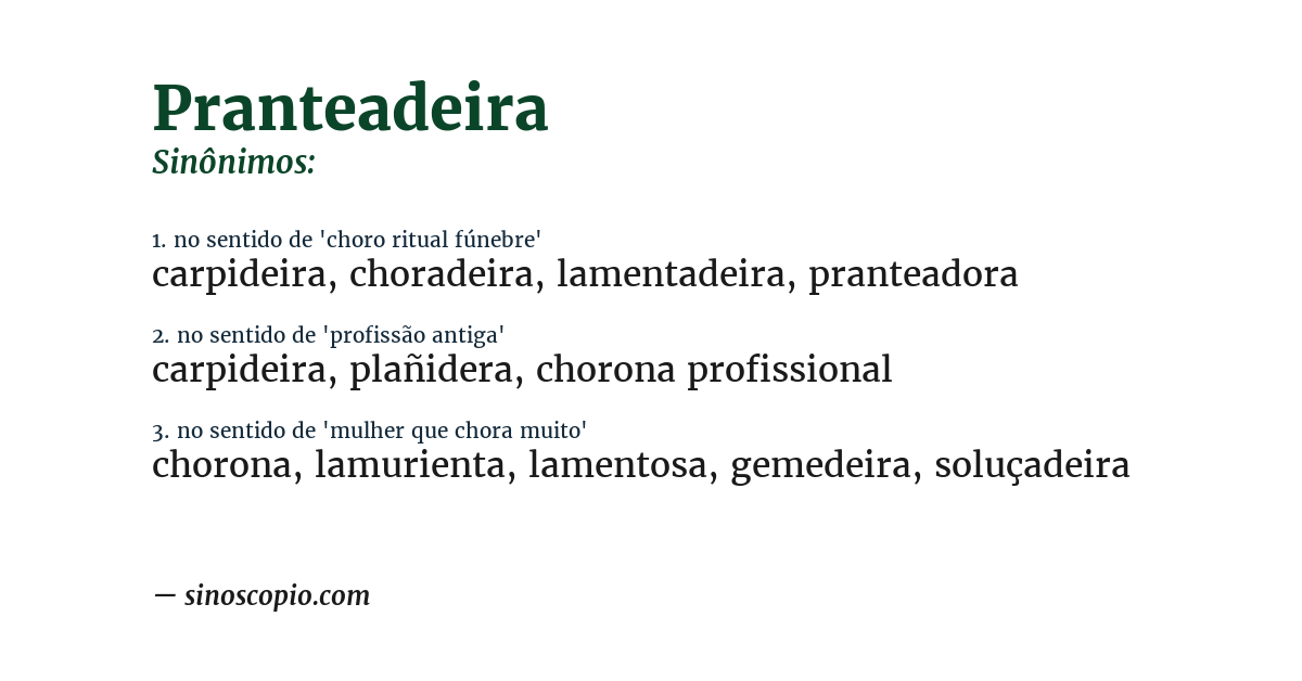 Sinônimo de pranteadeira