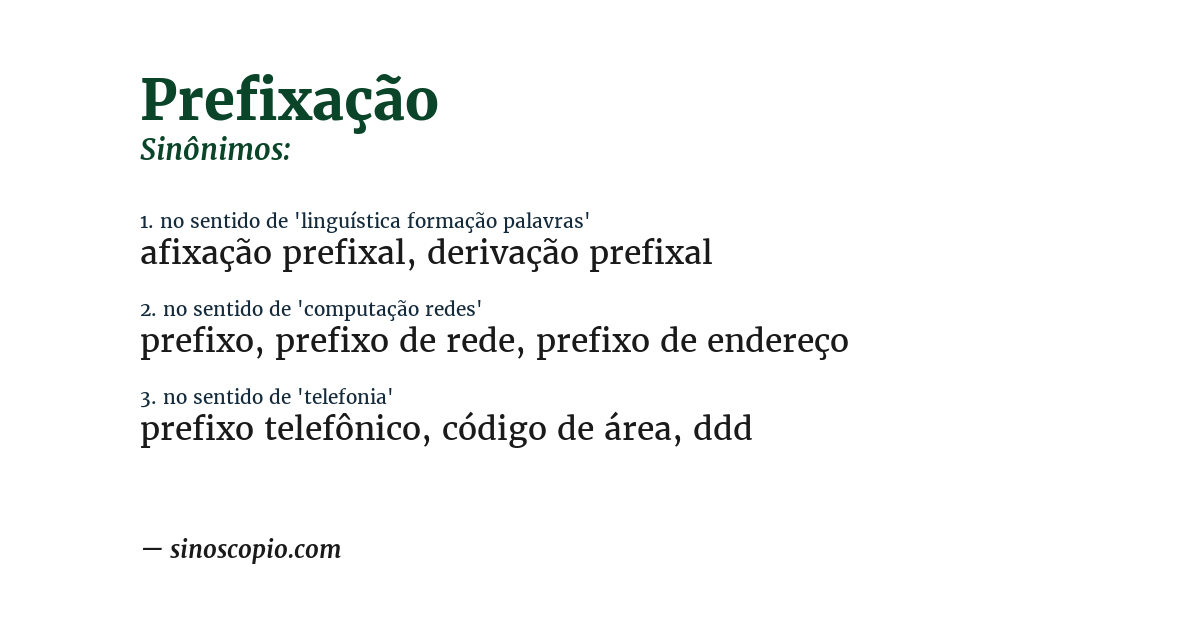 Sinônimo de prefixação