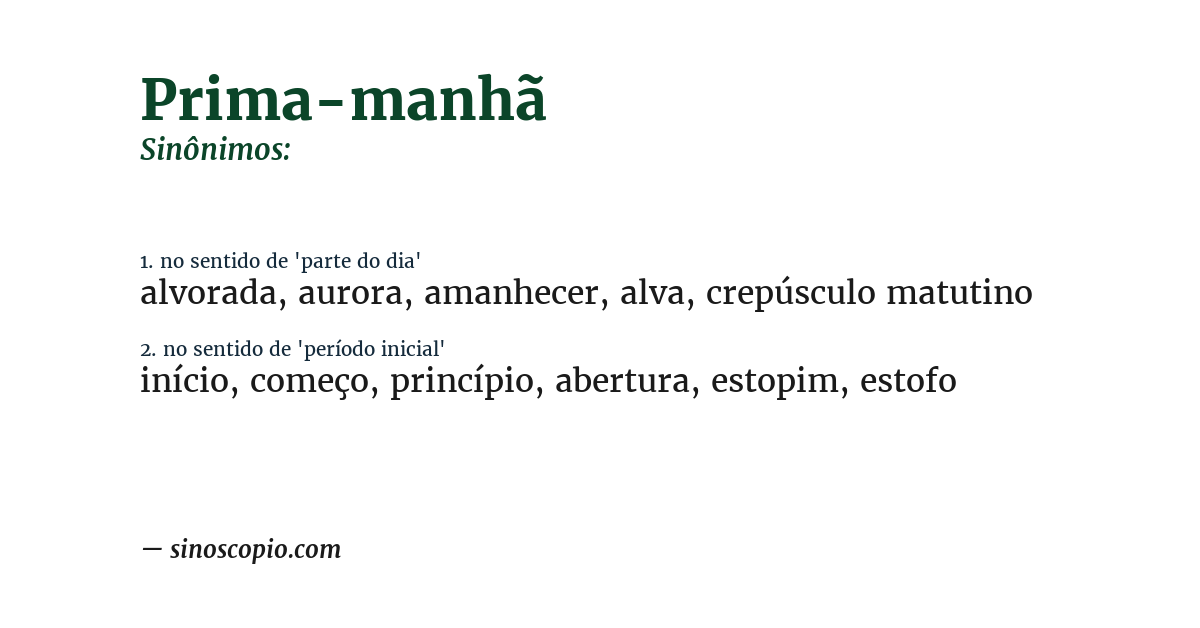 Sinônimo de prima-manhã