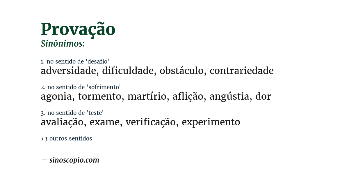 Sinônimo de provação