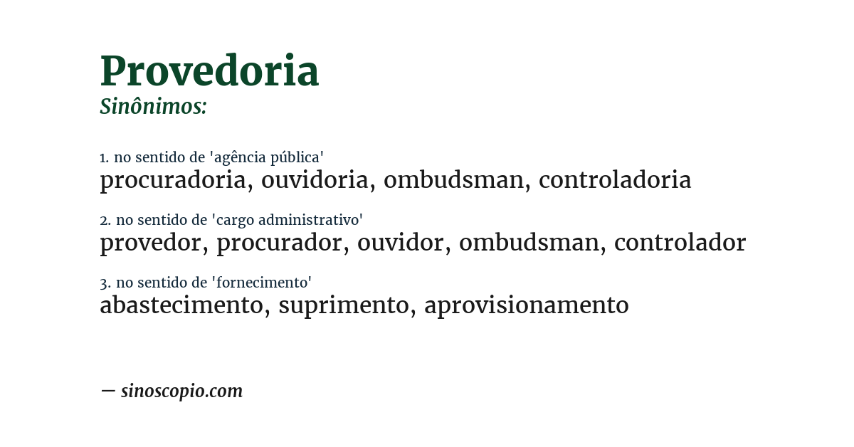 Sinônimo de provedoria