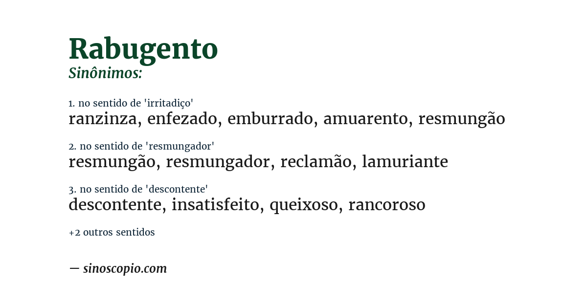 Sinônimo de rabugento