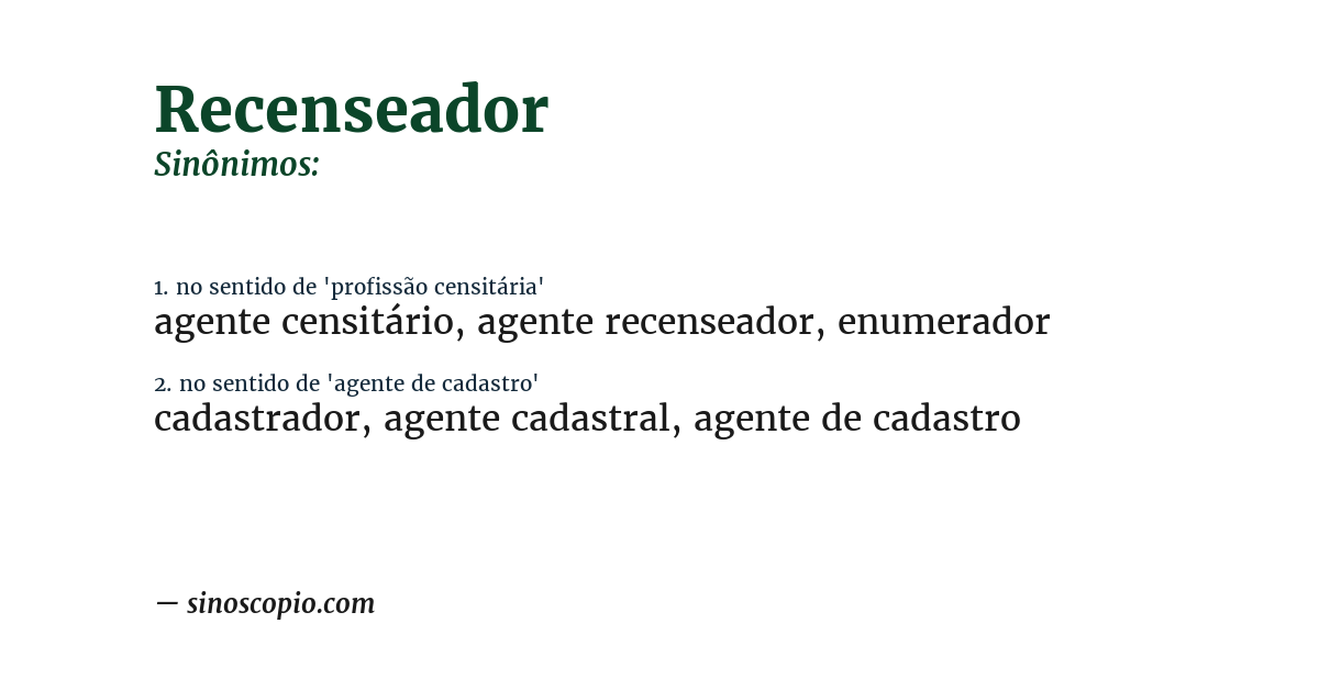 Sinônimo de recenseador