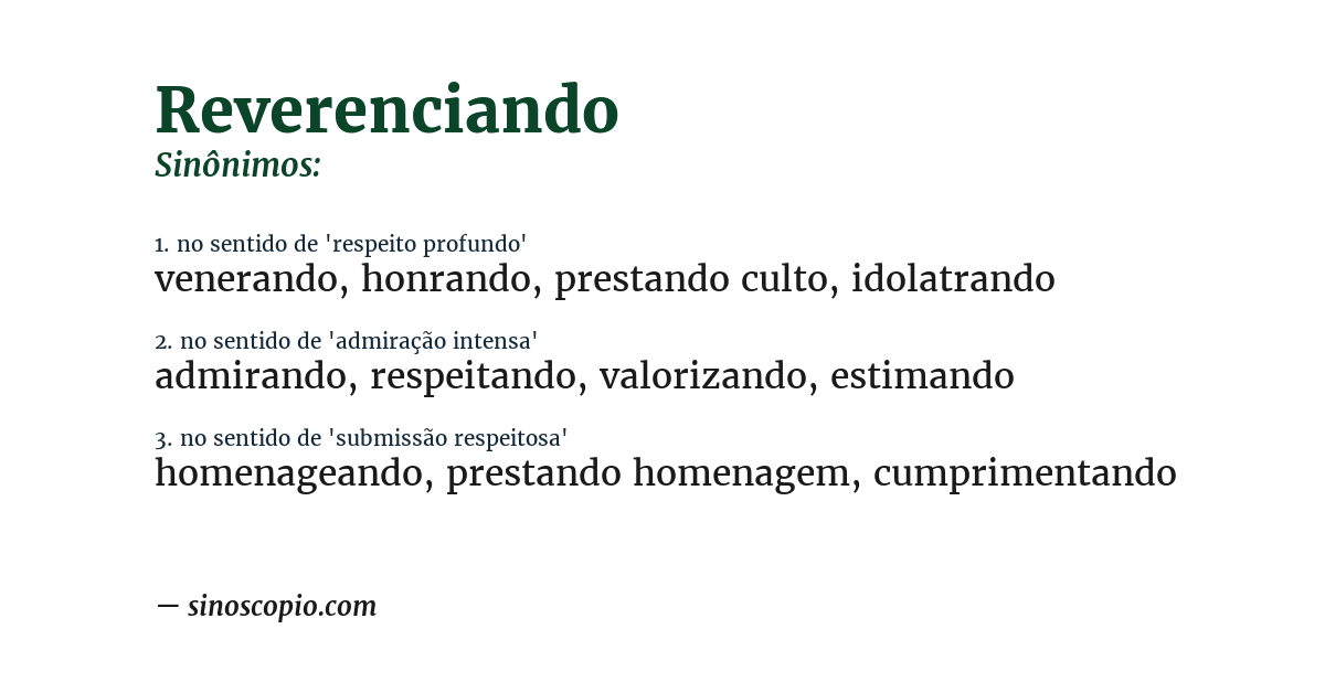 Sinônimo de reverenciando