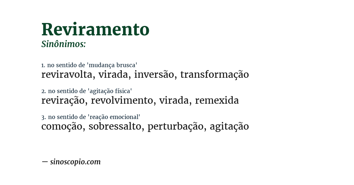 Sinônimo de reviramento