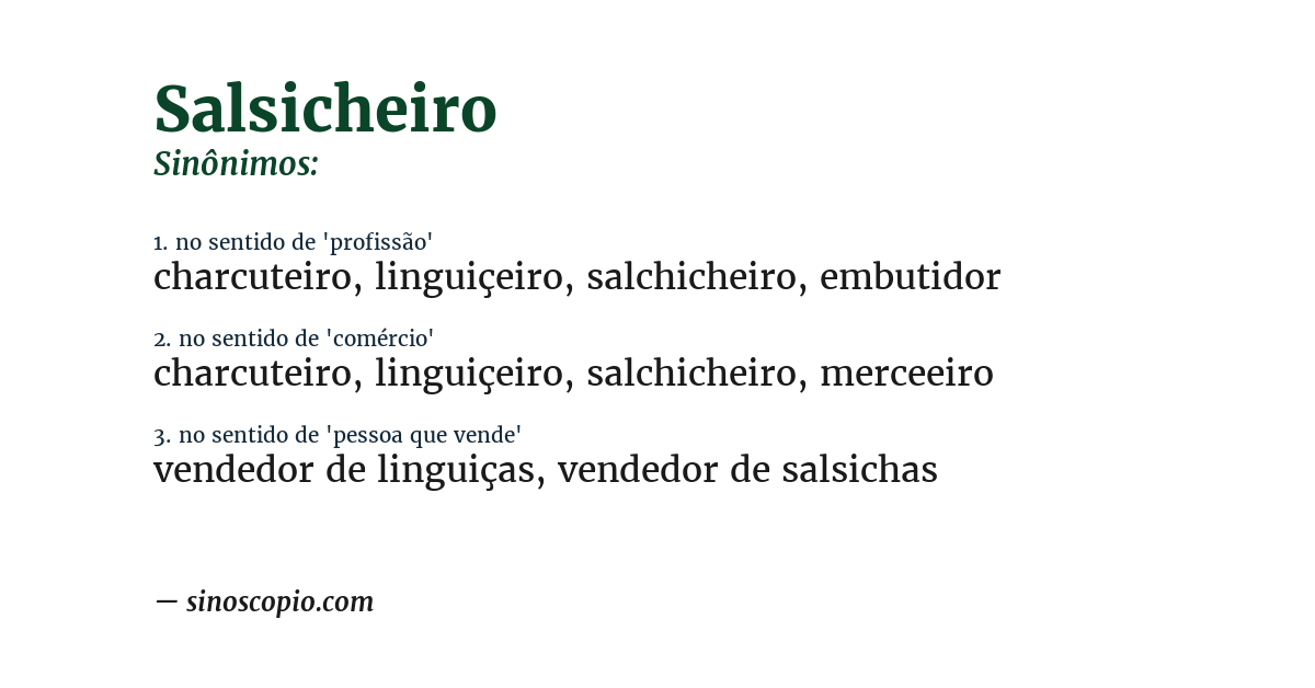 Sinônimo de salsicheiro