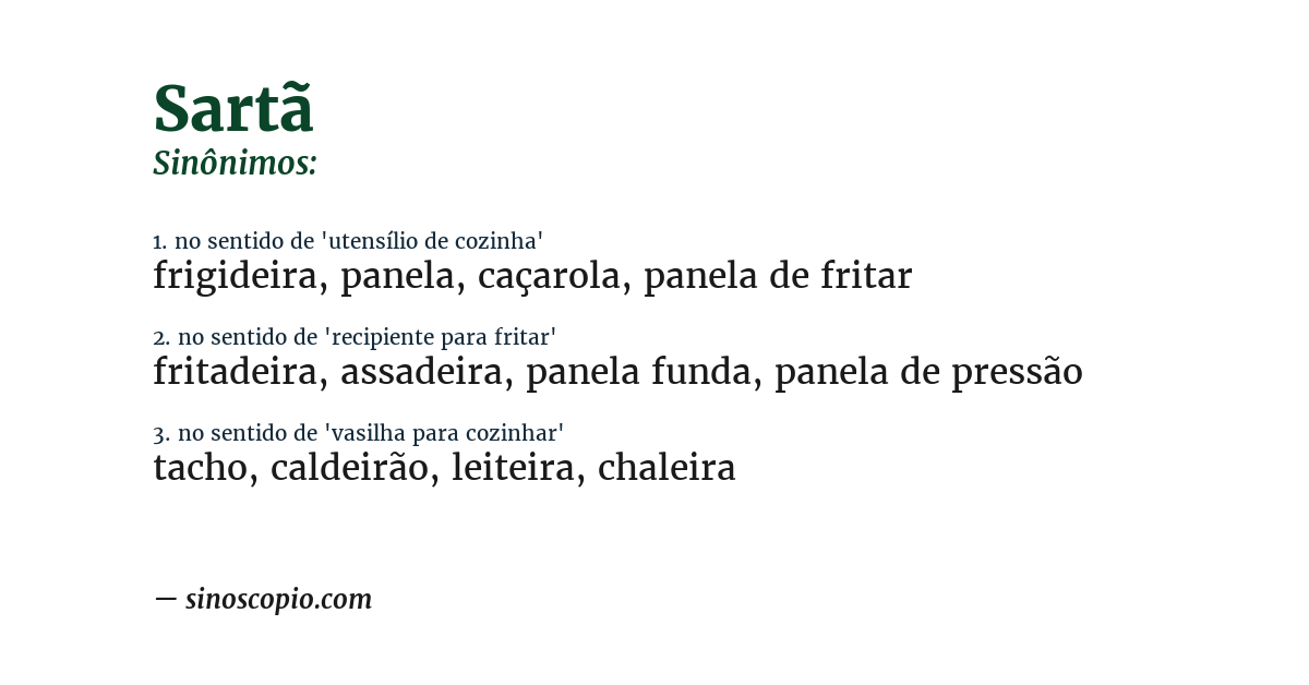 Sinônimo de sartã