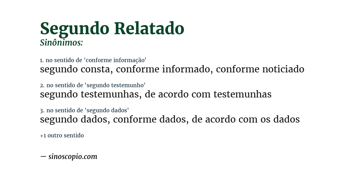 Sinônimo de segundo relatado