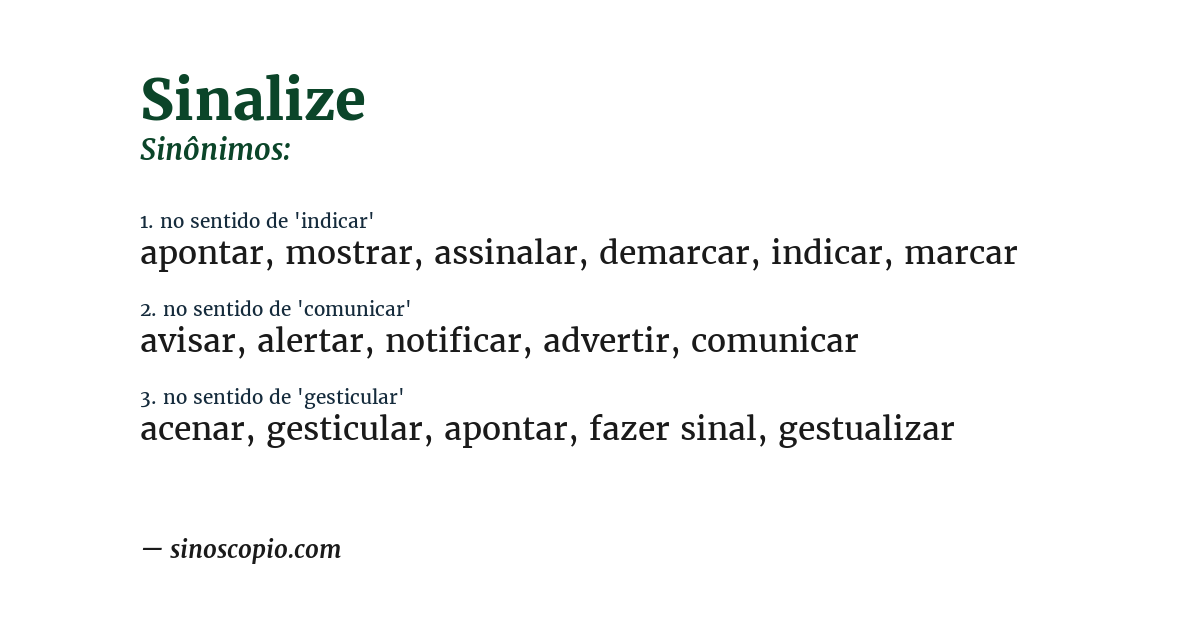 Sinônimo de sinalize