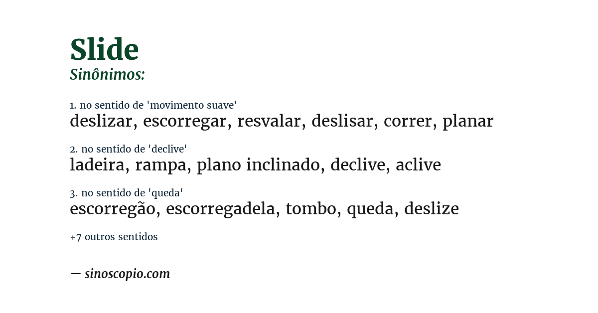 Sinônimo de slide