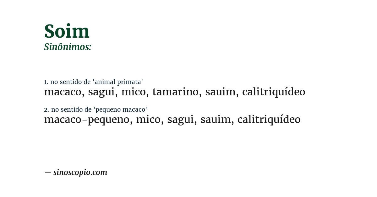Sinônimo de soim
