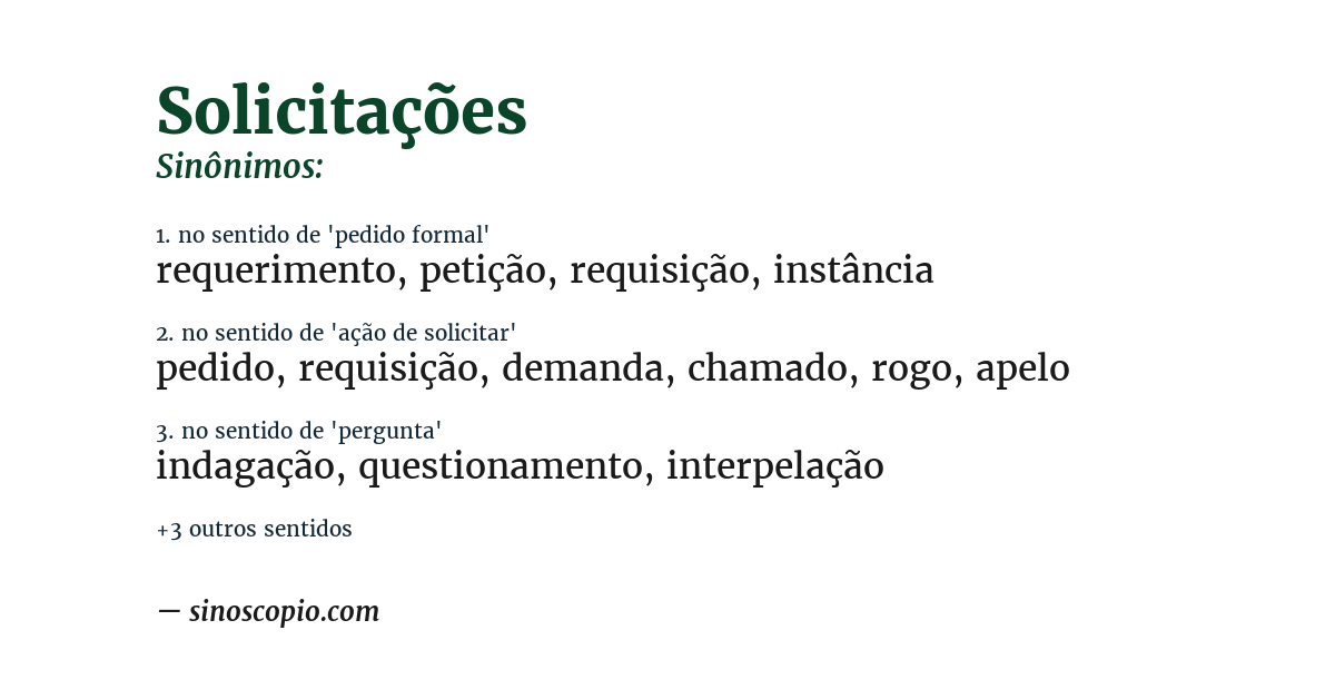 Sinônimo de solicitações