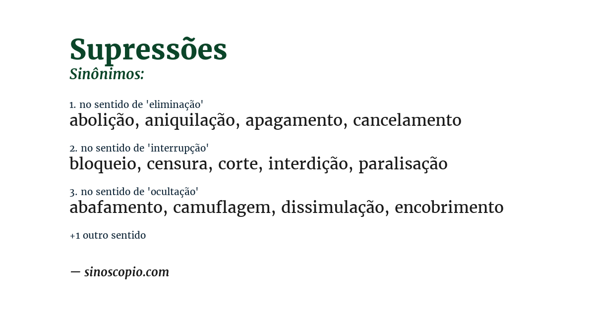 Sinônimo de supressões