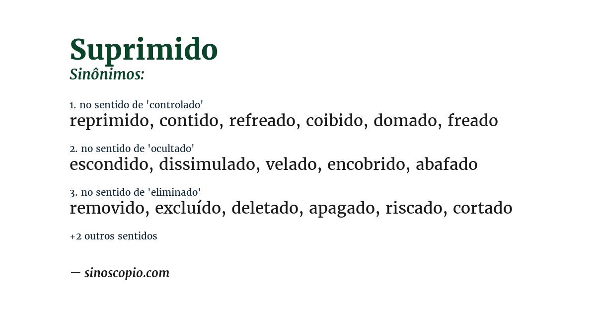 Sinônimo de suprimido