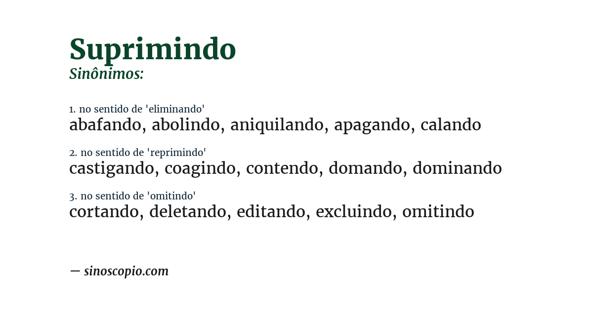 Sinônimo de suprimindo