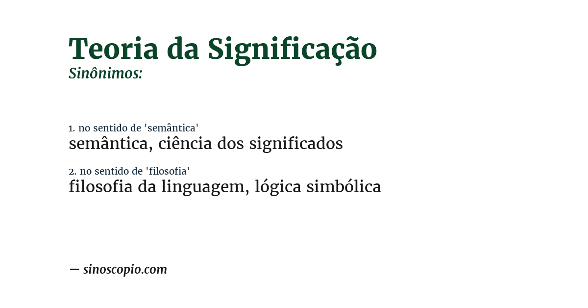 Sinônimo de teoria da significação