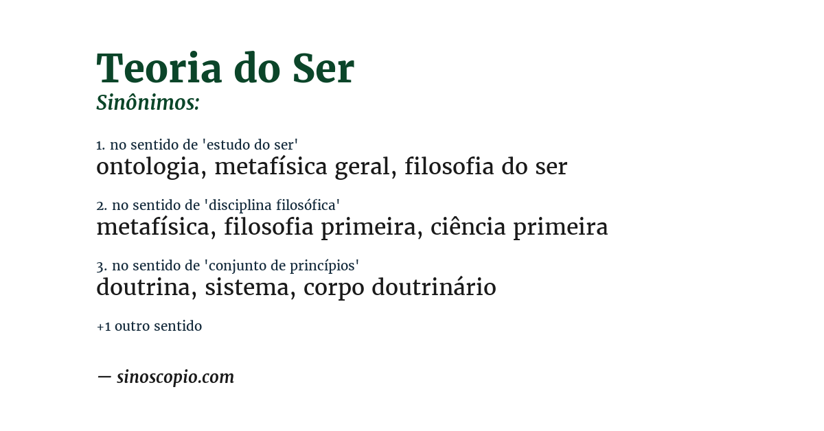 Sinônimo de teoria do ser