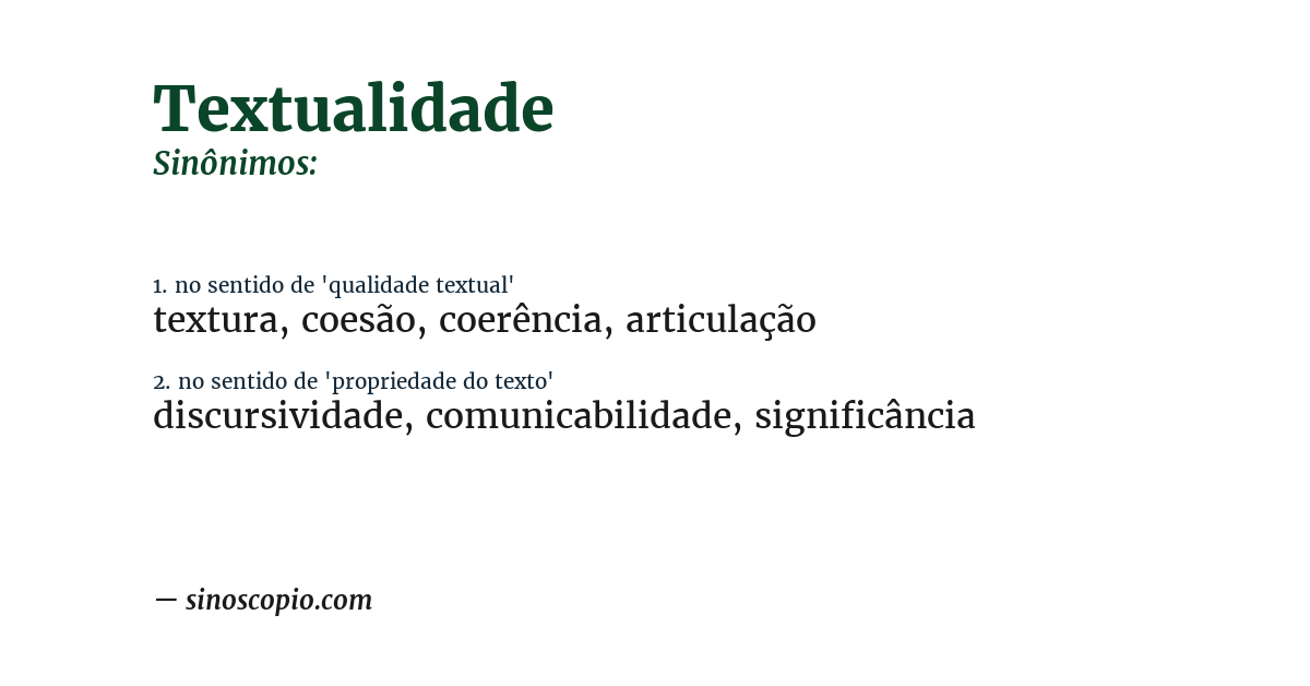 Sinônimo de textualidade
