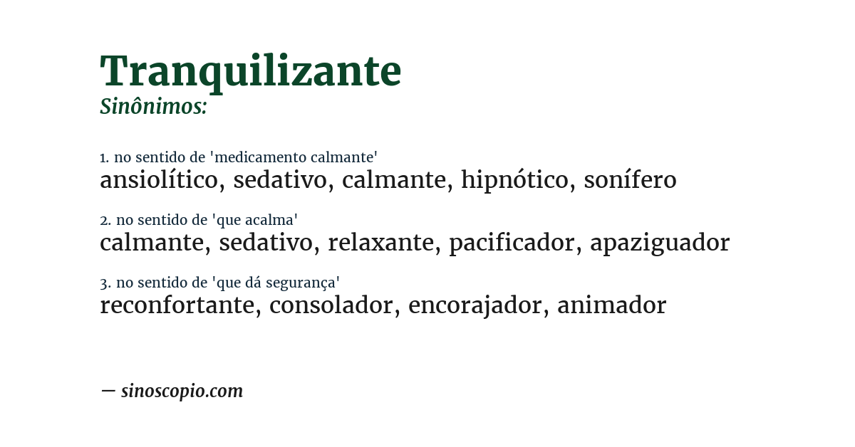Sinônimo de tranquilizante