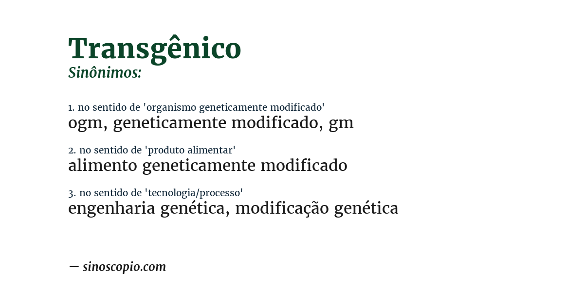 Sinônimo de transgênico