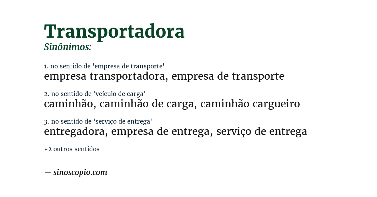 Sinônimo de transportadora