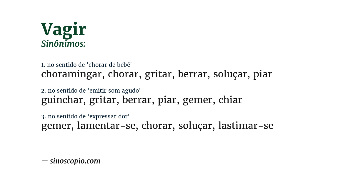 Sinônimo de vagir