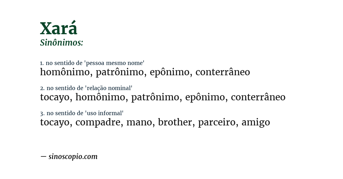 Sinônimo de xará