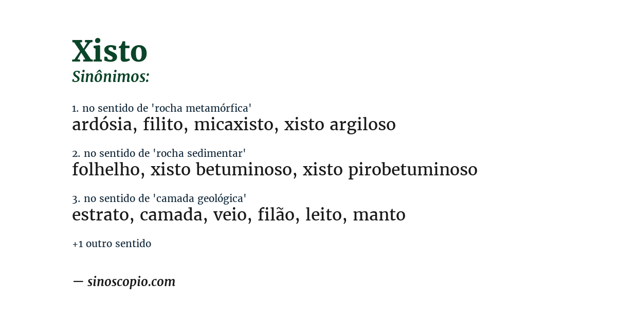 Sinônimo de xisto