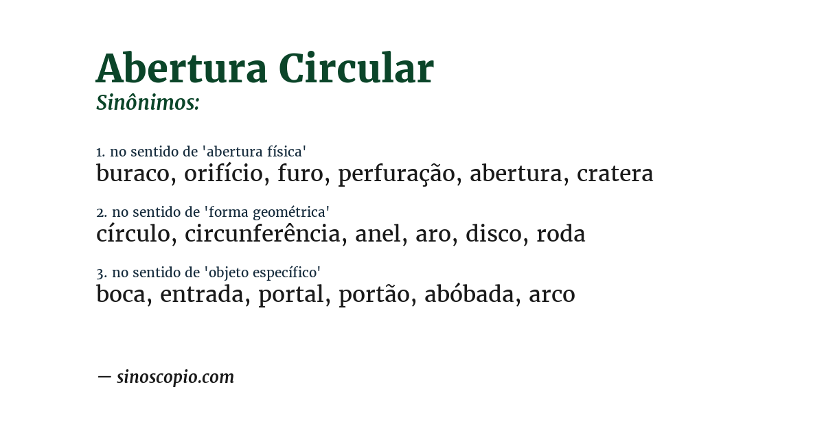 Sinônimo de abertura circular