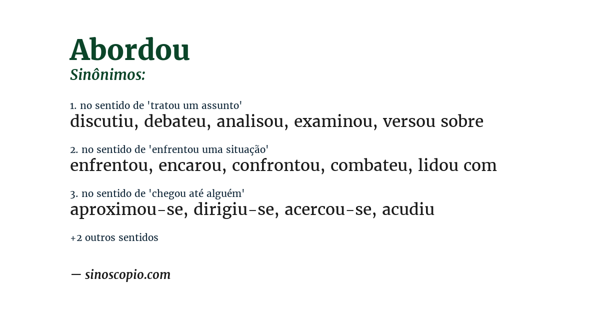 Sinônimo de abordou