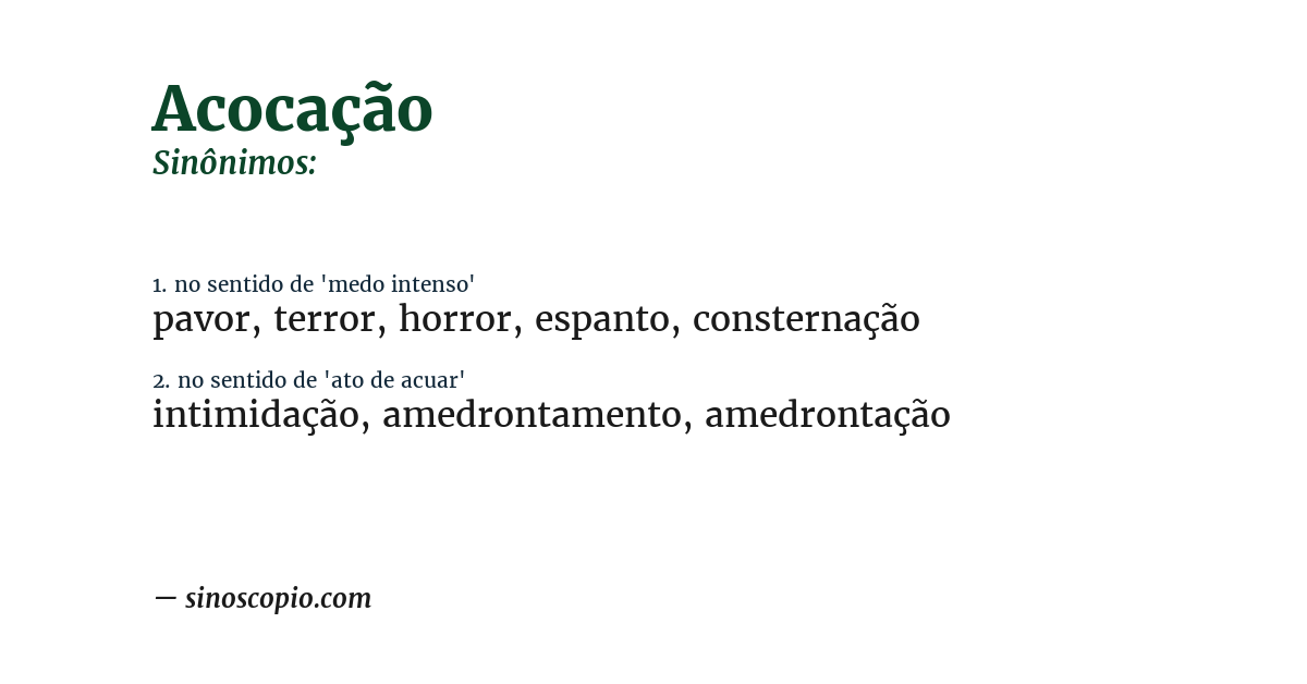 Sinônimo de acocação