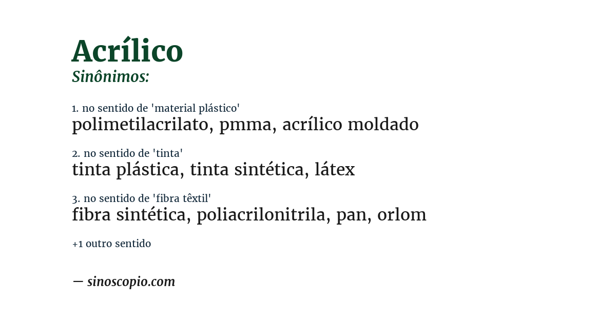 Sinônimo de acrílico