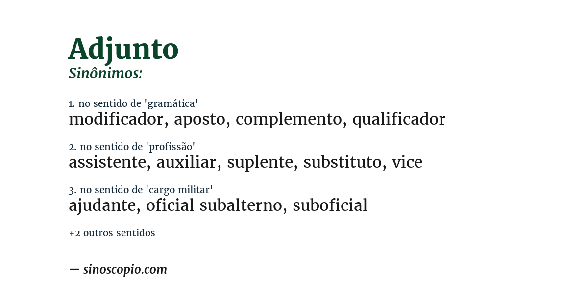Sinônimo de adjunto