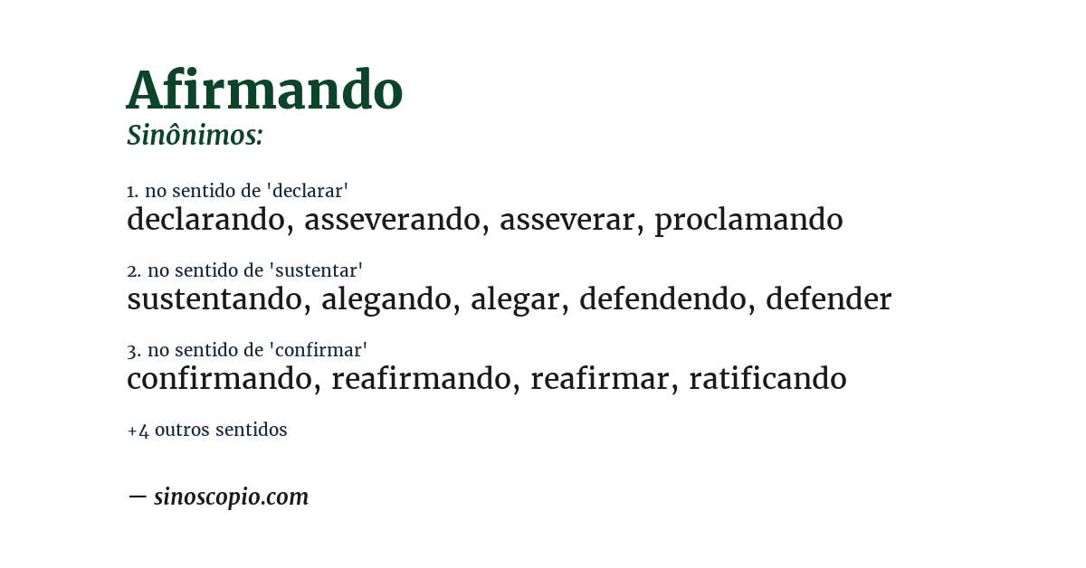 Sinônimo de afirmando