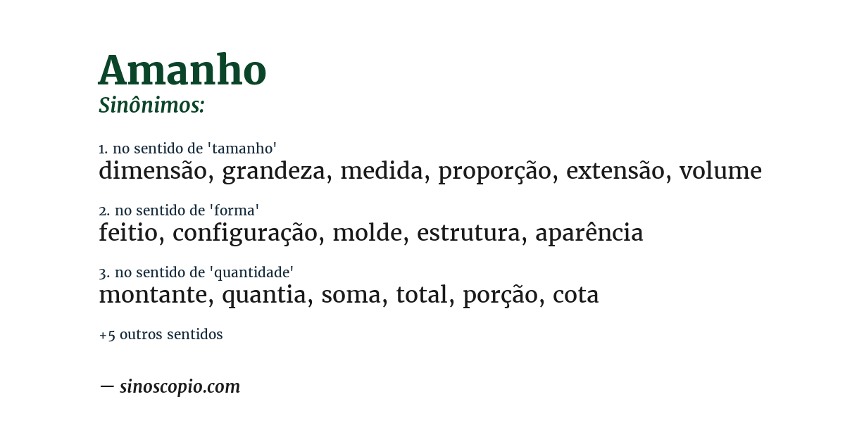 Sinônimo de amanho